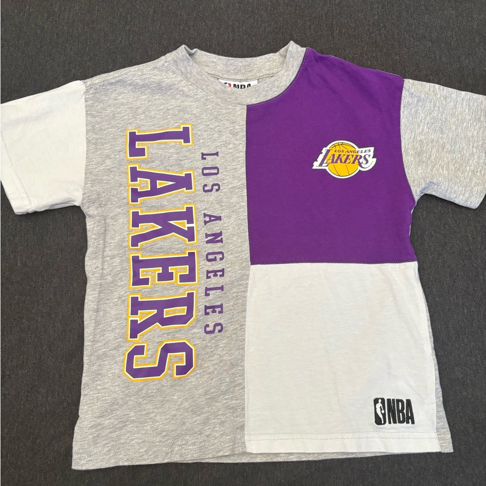 NBA Lakers Gray and Purple Short Sleeve Tee